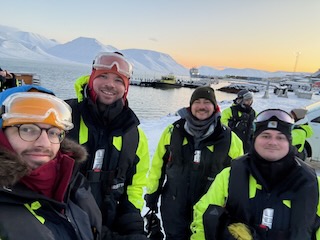 Zack, Chase, Alex, and Grant suited up for a boat tour