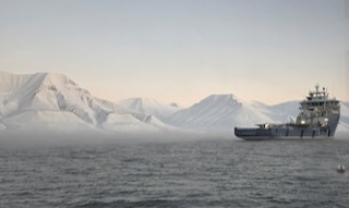 A police boat in the bay