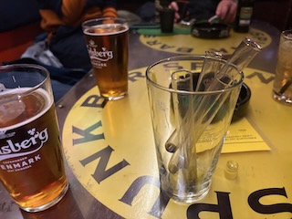 Empty shot tubes at Spunk bar