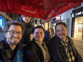 Zack, Grant, and Alex riding a pedicab