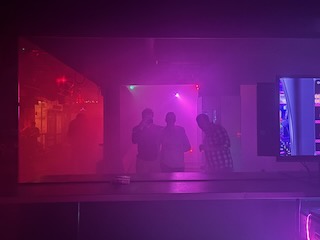 Zack, Grant, and Alex in a club at Copenhagen